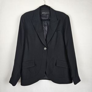 Lafayette 148 Black Bussiness Casual Minimalist Contemporary Blazer Jack…
